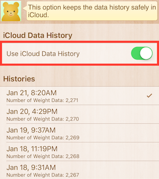 iCloud Data History | SimpleWeight